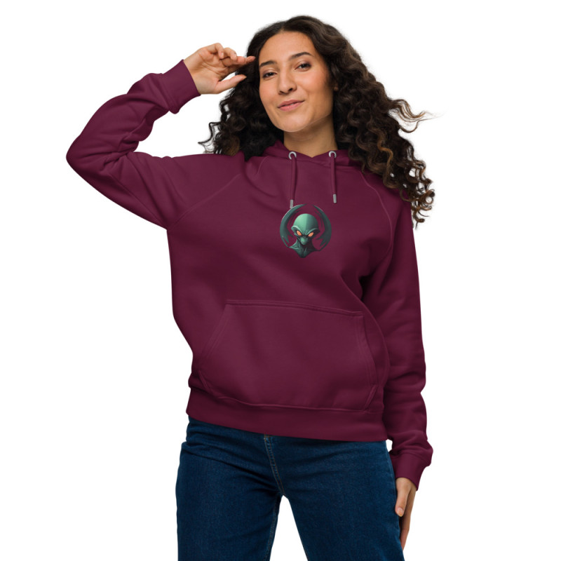 Unisex eco raglan hoodie green alien