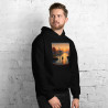 Unisex Hoodie boat on a lake in pointillist style