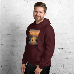 Unisex Hoodie boat on a lake in pointillist style