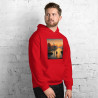 Unisex Hoodie boat on a lake in pointillist style