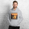 Unisex Hoodie boat on a lake in pointillist style