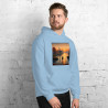 Unisex Hoodie boat on a lake in pointillist style