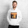 Unisex Hoodie boat on a lake in pointillist style