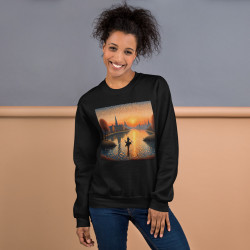 Unisex Sweatshirt boat on a lake pointillist style