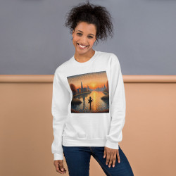 Unisex Sweatshirt boat on a lake pointillist style