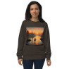 Unisex organic sweatshirt boat on a lake in pointillist style