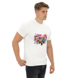 Men's classic tee owls with colorful hearts