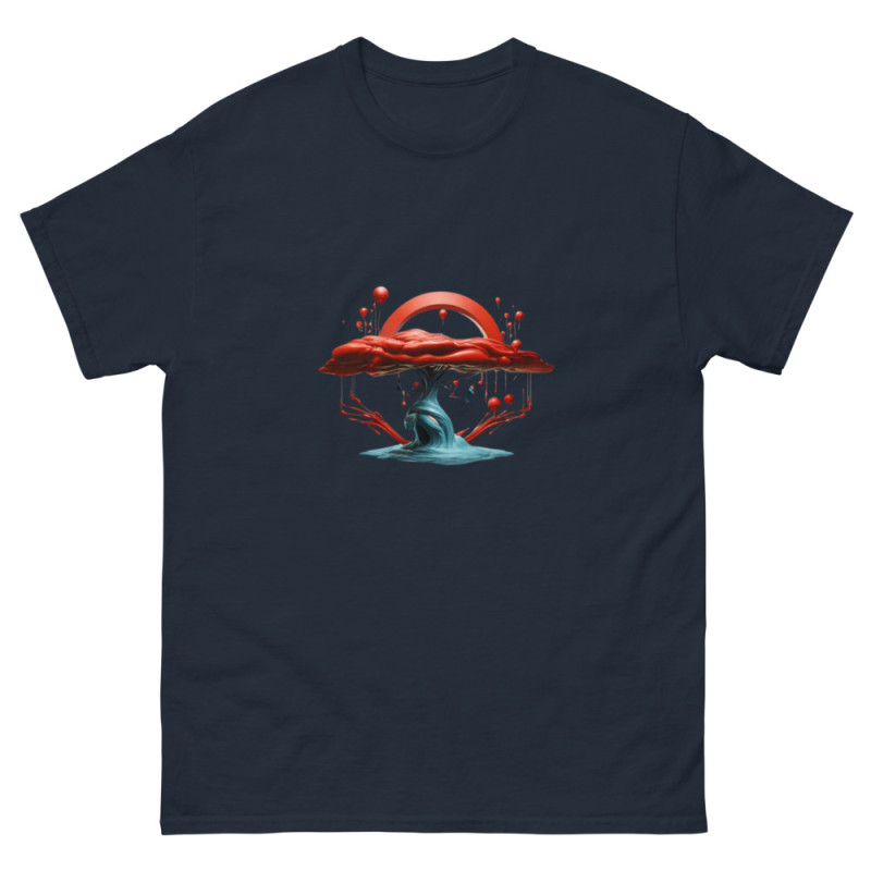 Men's classic tee blue tree red crown surrealist