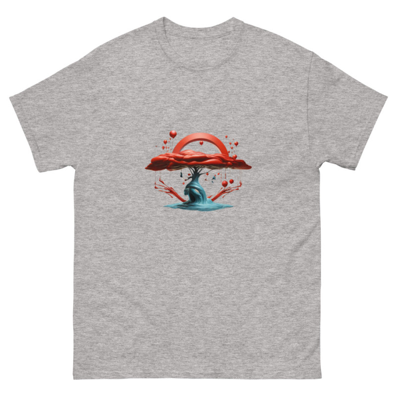 Men's classic tee blue tree red crown surrealist