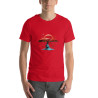 Unisex t-shirt blue tree red crown surrealist