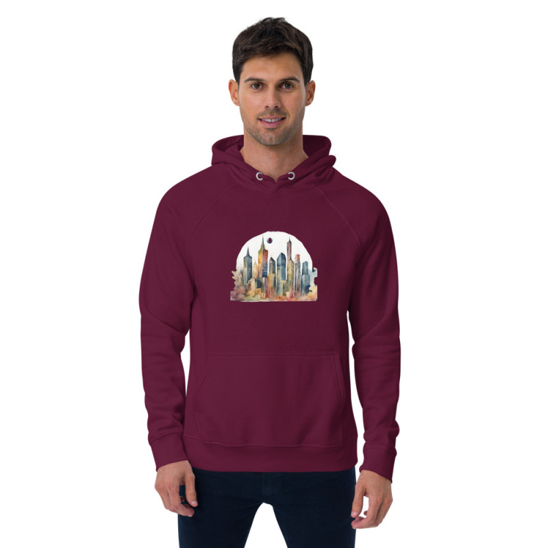 Unisex eco raglan hoodie surrealist city