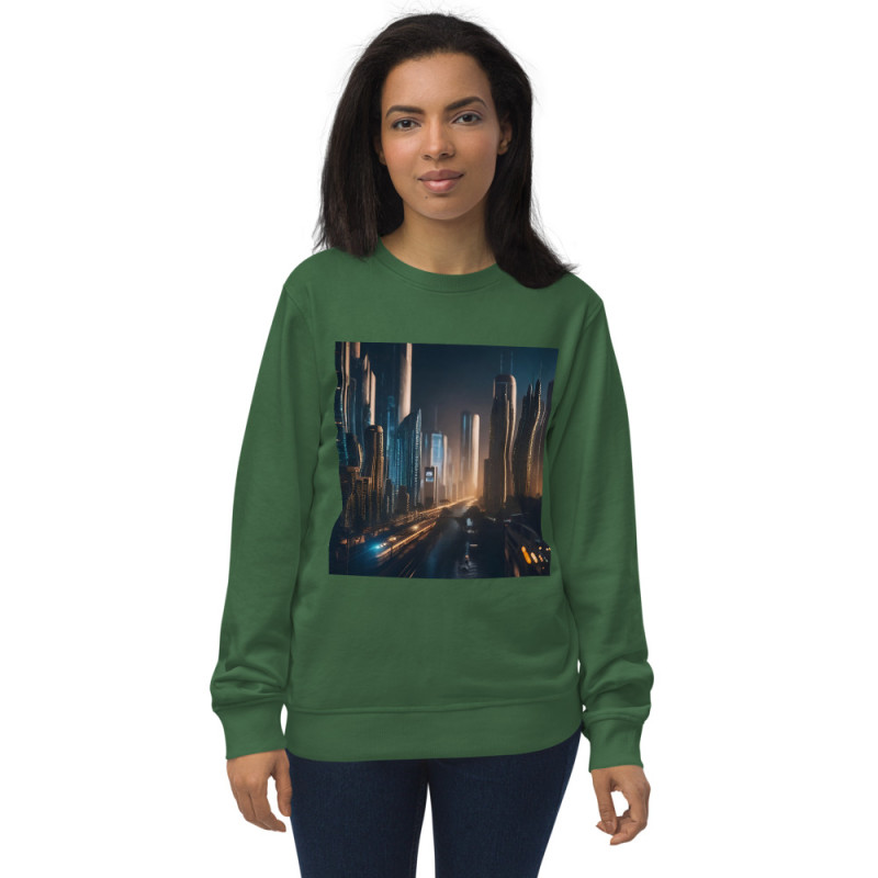 Unisex organic sweatshirt city train futurist