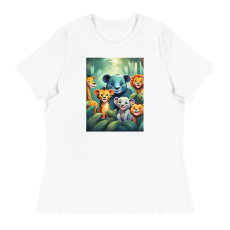 Women's Relaxed T-Shirt Smiling Animals in the Jungle