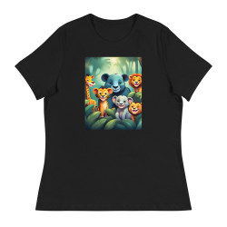 Women's Relaxed T-Shirt Smiling Animals in the Jungle