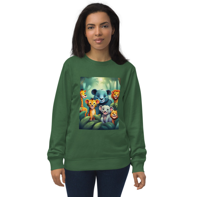 Unisex organic sweatshirt Smiling Animals in the Jungle