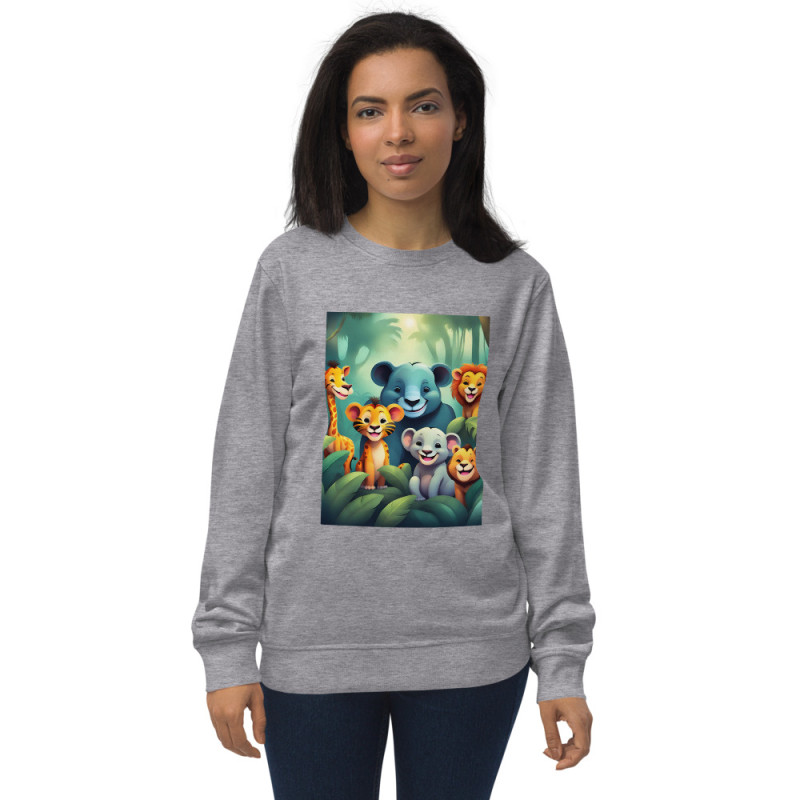 Unisex organic sweatshirt Smiling Animals in the Jungle