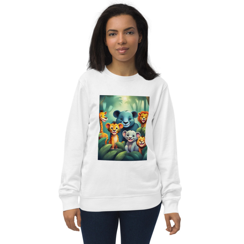 Unisex organic sweatshirt Smiling Animals in the Jungle