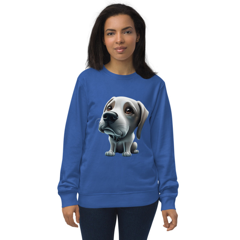 Unisex organic sweatshirt big-headed dog