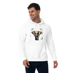 Unisex eco raglan hoodie elephant with butterflies