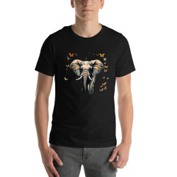 Unisex t-shirt elephant with butterflies