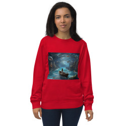 Unisex organic sweatshirt girl in a boat surrealist outer world