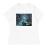 Women's Relaxed T-Shirt girl in a boat surrealist outer world