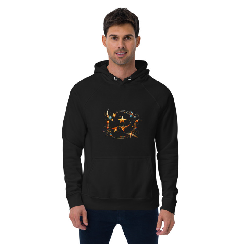 Unisex eco raglan hoodie surrealist galaxy with stars and planets