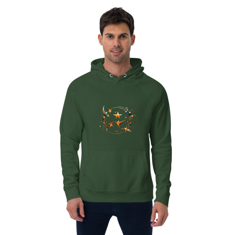 Unisex eco raglan hoodie surrealist galaxy with stars and planets