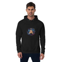 Unisex eco raglan hoodie surrealist triangle with stars