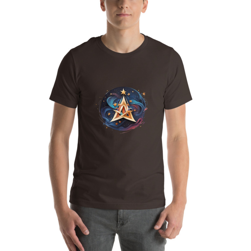 Unisex t-shirt surrealist triangle with stars