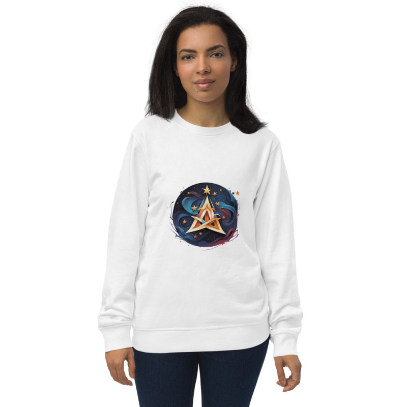 Unisex organic sweatshirt surrealist triangle with stars