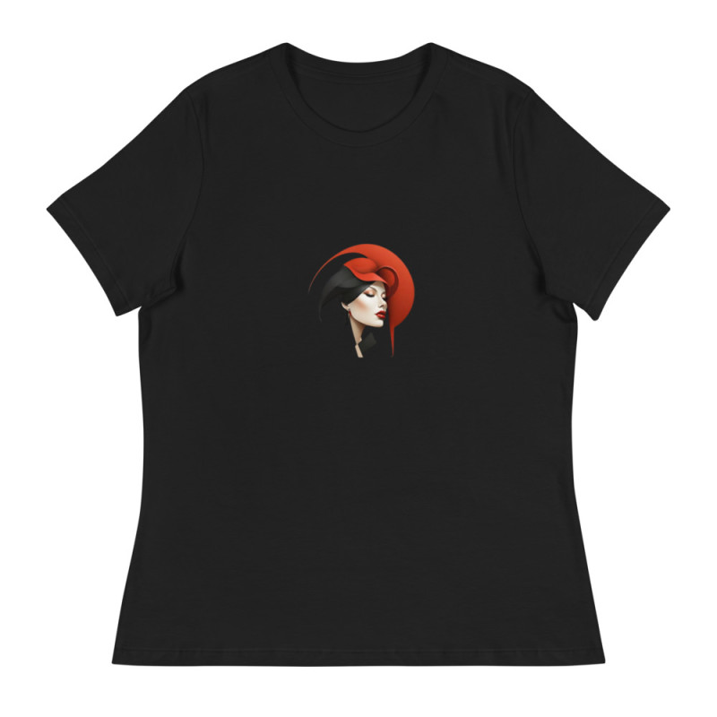 Women's Relaxed T-Shirt  woman's face with red headdress