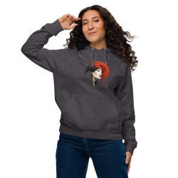 Unisex eco raglan hoodie woman's face with red headdress