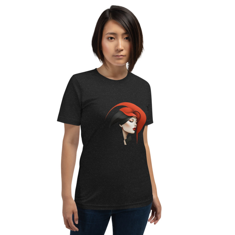 Unisex t-shirt woman's face with red headdress