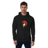 Unisex eco raglan hoodie woman's face with red headdress