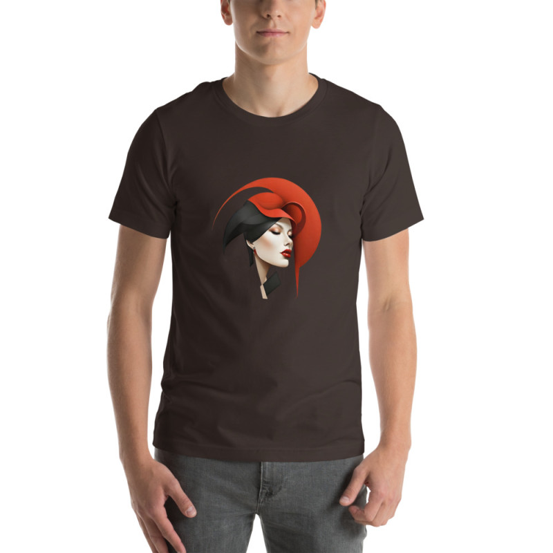 Unisex t-shirt woman's face with red headdress