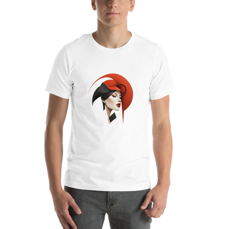 Unisex t-shirt woman's face with red headdress