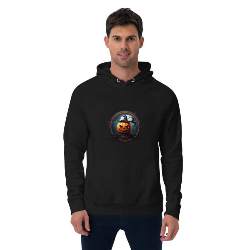 Unisex eco raglan hoodie Halloween Pumpkin