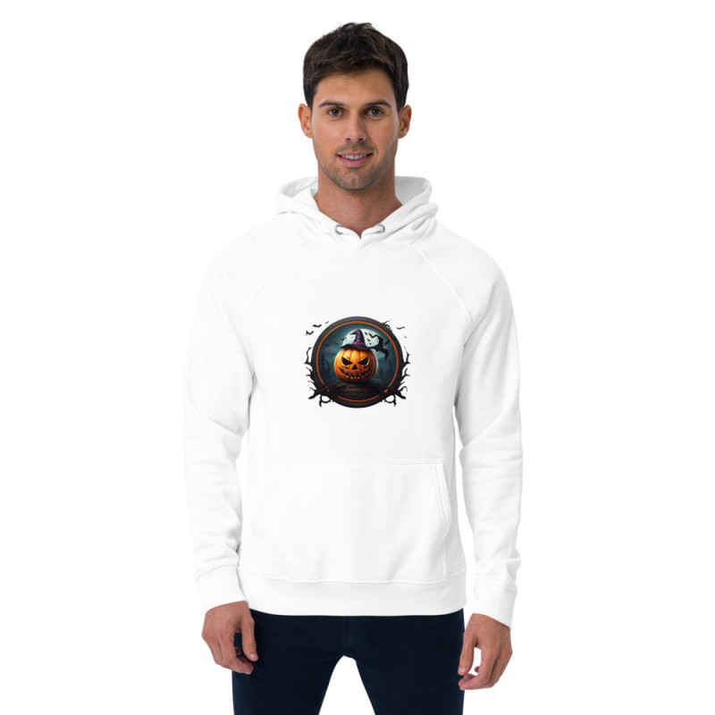 Unisex eco raglan hoodie Halloween Pumpkin