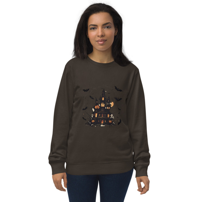 Unisex organic sweatshirt halloween haunted house