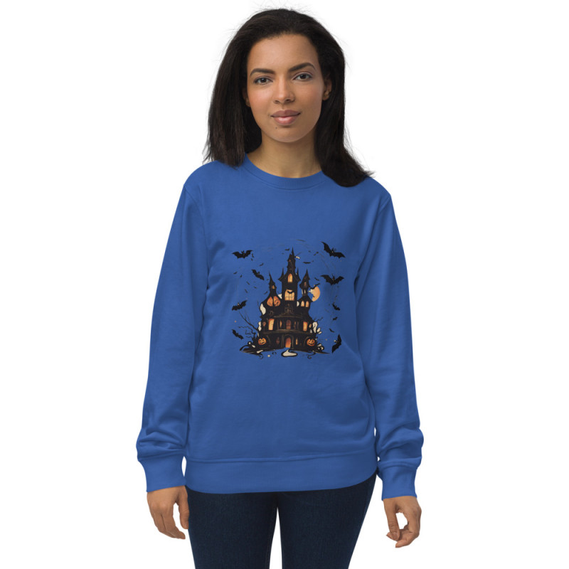 Unisex organic sweatshirt halloween haunted house