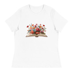 Women's Relaxed T-Shirt Flower Book