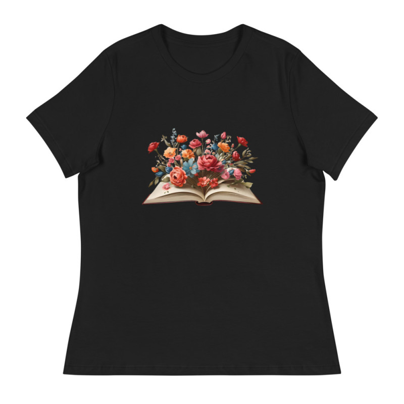 Women's Relaxed T-Shirt Flower Book