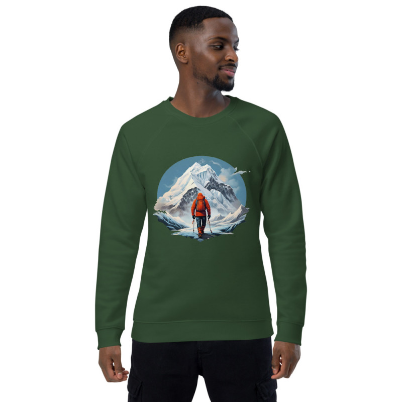 Unisex organic raglan sweatshirt Everest mountaineer