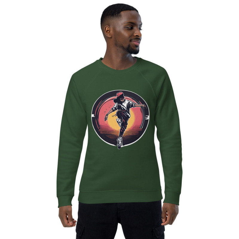 Unisex organic raglan sweatshirt hip hop dance