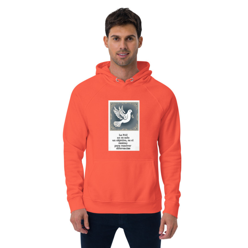 Unisex eco raglan hoodie Dove Peace sentence