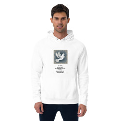 Unisex eco raglan hoodie Dove Peace sentence