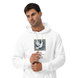 Unisex eco raglan hoodie Dove Peace sentence