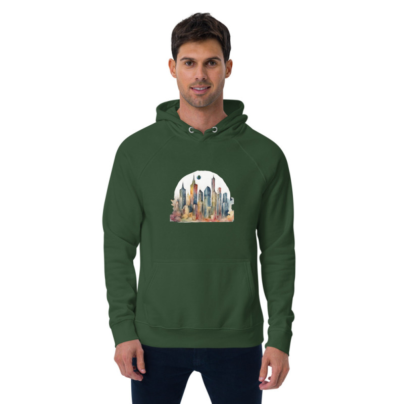 Unisex eco raglan hoodie surrealist city