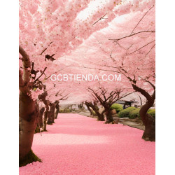 Jardín de cerezos en flor en Japón